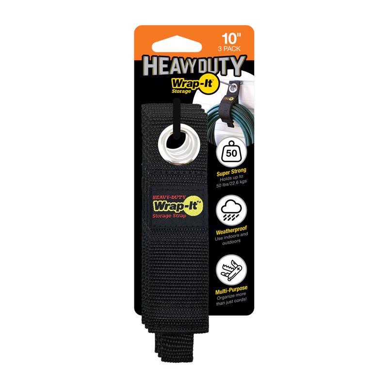 WRAP-IT - Wrap-It Heavy-Duty 1.5 in. W X 10 in. L Black Storage Straps 50 lb 3 pk