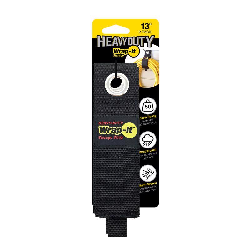 WRAP-IT - Wrap-It Heavy-Duty 2 in. W X 13 in. L Black Storage Straps 50 lb 2 pk