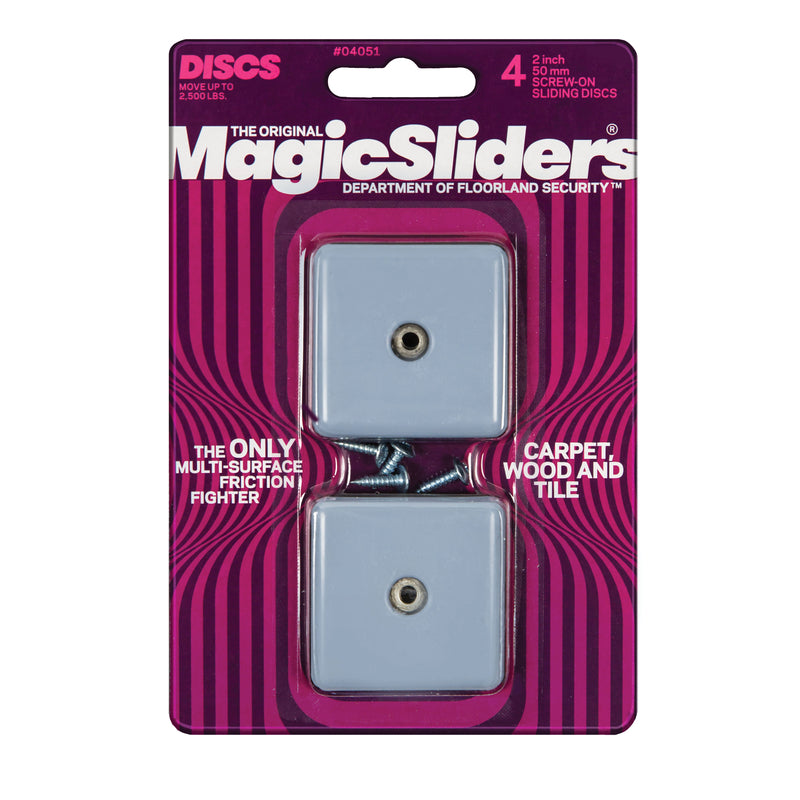 MAGIC SLIDERS - Magic Sliders Gray 2 in. Screw-On Nylon Sliding Discs 4 pk - Case of 5