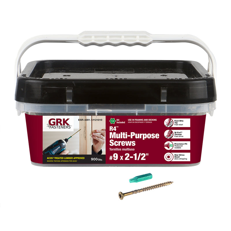 ITW - GRK Fasteners R4 No. 9 X 2-1/2 in. L Star Flat Head Multi-Purpose Screws 900 pk