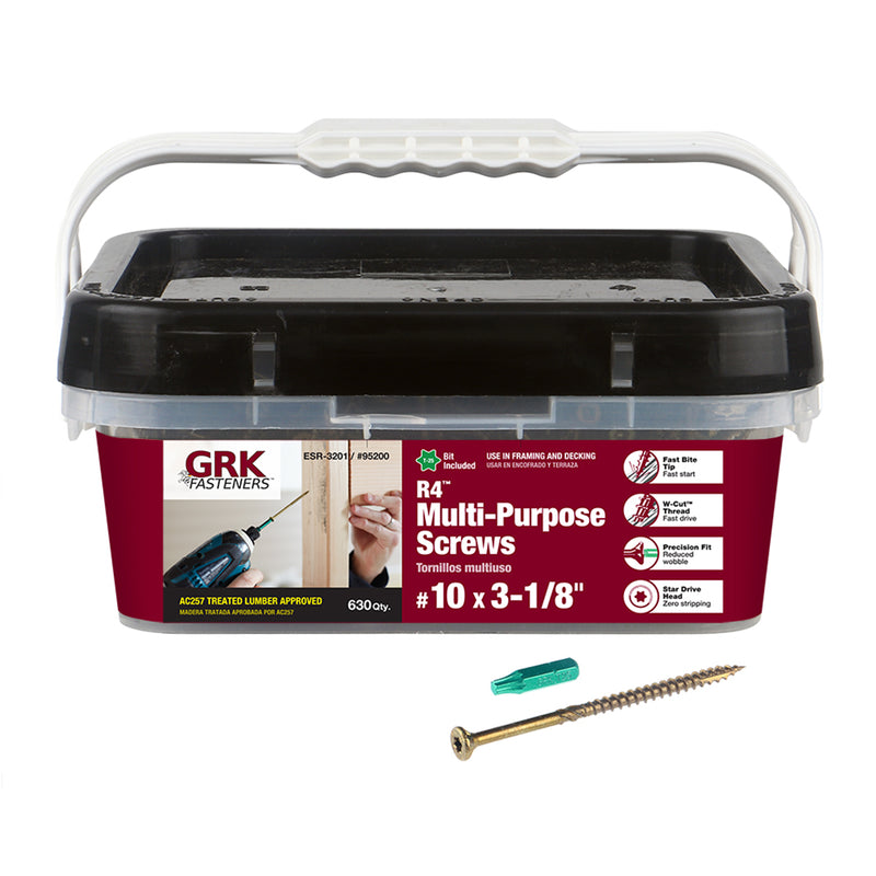 ITW - GRK Fasteners R4 No. 10 X 3-1/8 in. L Star Flat Head Multi-Purpose Screws 630 pk