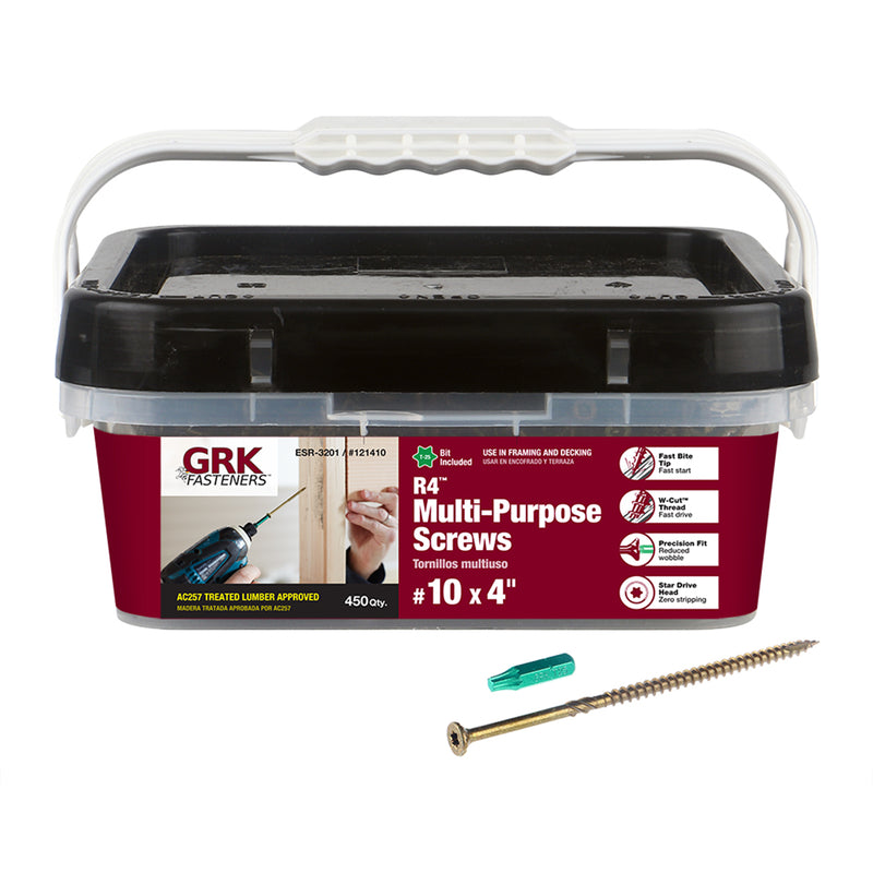 ITW - GRK Fasteners R4 No. 10 X 4 in. L Star Flat Head Multi-Purpose Screws 450 pk