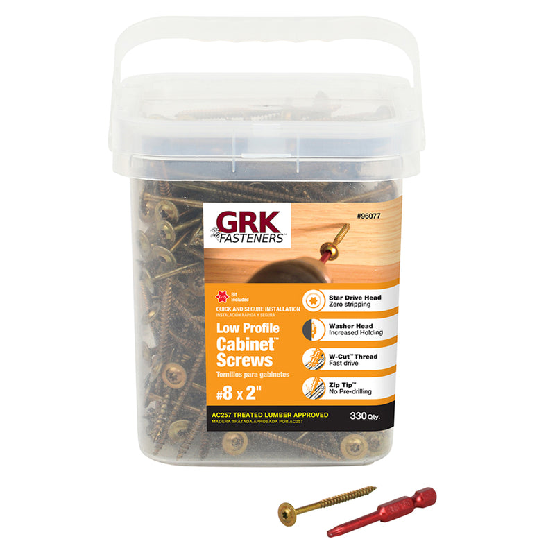 ITW - GRK Fasteners No. 8 X 2 in. L Star Yellow Zinc Cabinet Screws 330 pk
