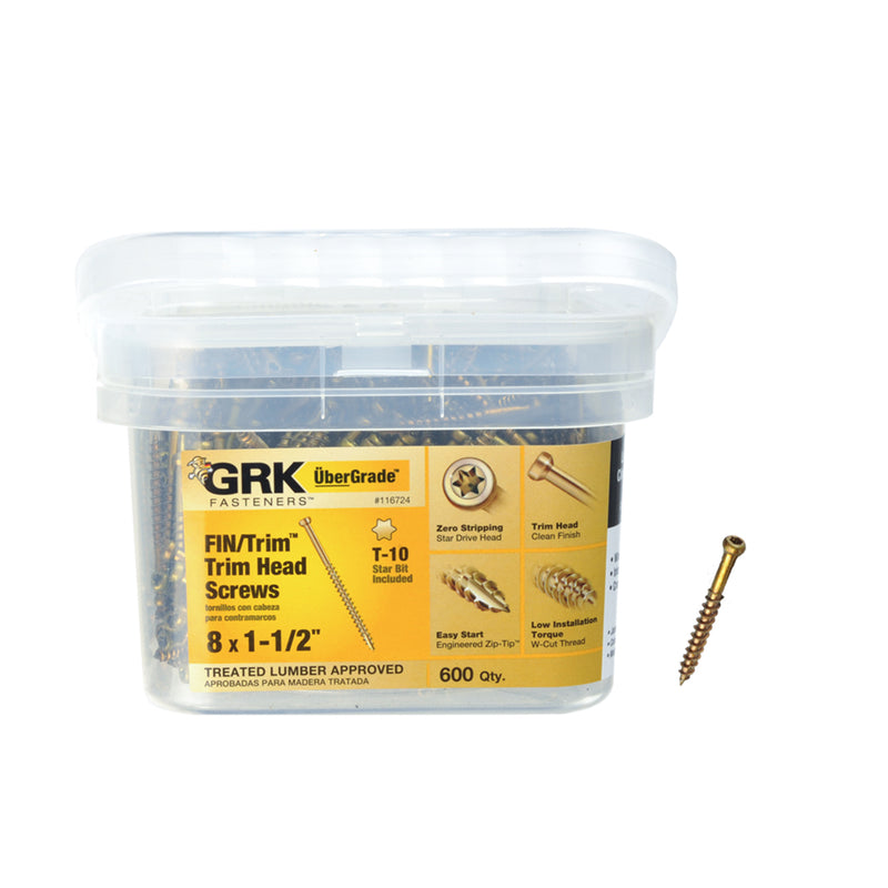 ITW - GRK Fasteners UberGrade No. 8 X 1-1/2 in. L Star Trim Head Construction Screws 600 pk