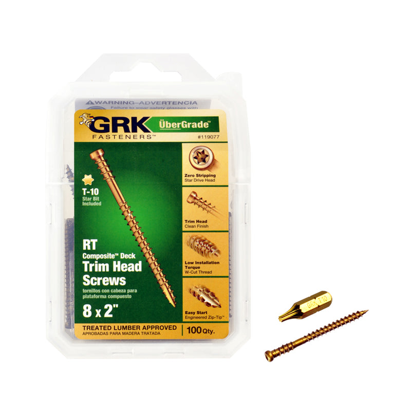 ITW - GRK Fasteners UberGrade No. 8 X 2 in. L Star Trim Head Construction Screws 100 pk [119077]