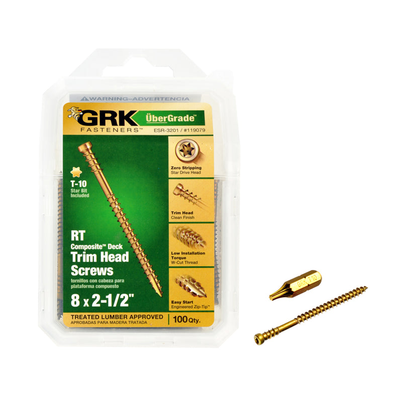 ITW - GRK Fasteners UberGrade No. 8 X 2-1/2 in. L Star Trim Head Construction Screws 100 pk [119079]