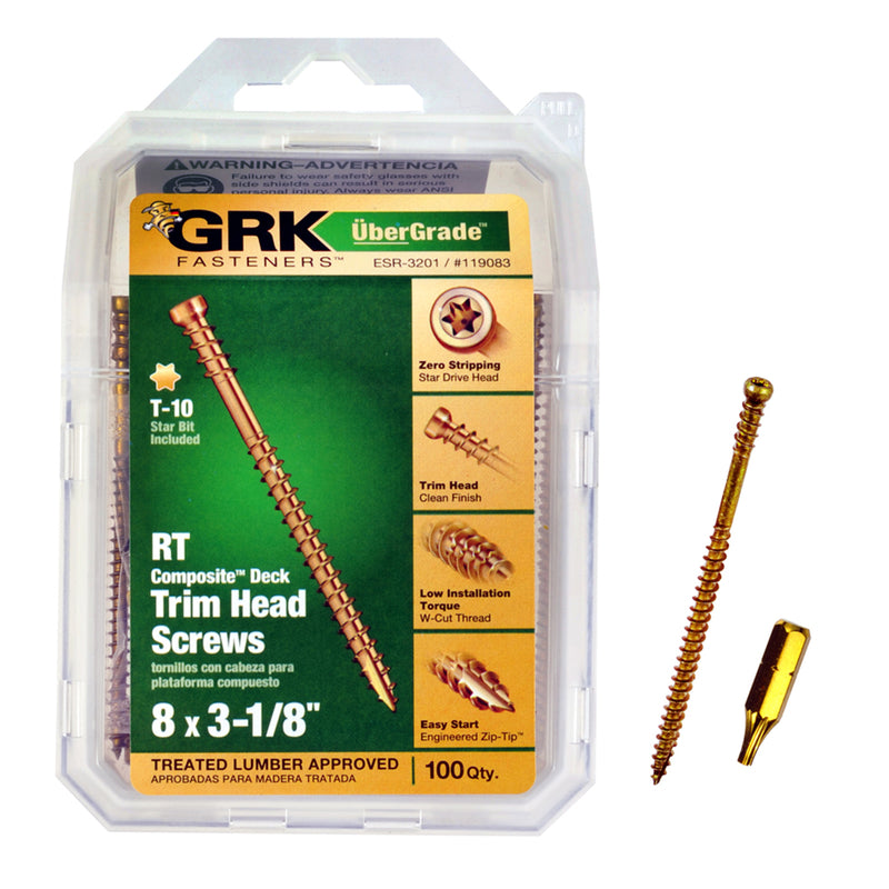 ITW - GRK Fasteners UberGrade No. 8 X 3-1/8 in. L Star Trim Head Construction Screws 100 pk [119083]