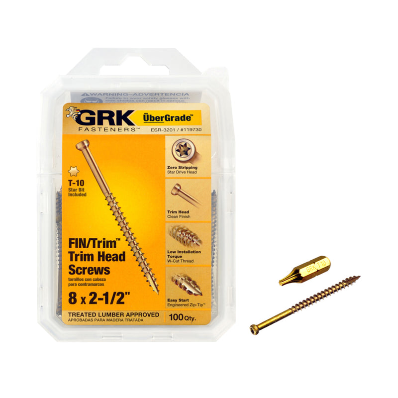 ITW - GRK Fasteners UberGrade No. 8 X 2-1/2 in. L Star Trim Head Construction Screws 100 pk [119730]