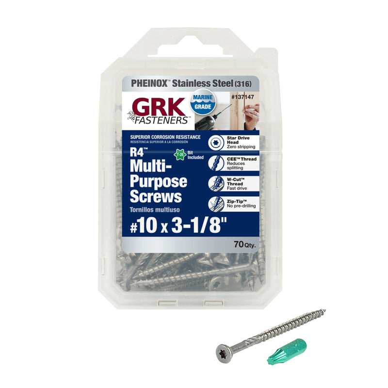 ITW - GRK Fasteners R4 No. 10 X 3-1/8 in. L Star Flat Head Multi-Purpose Screws 70 pk [137147]