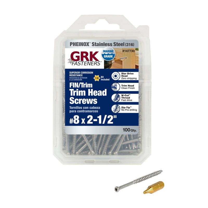 ITW - GRK Fasteners No. 8 X 2-1/2 in. L Star Trim Head Construction Screws 100 pk [147730]
