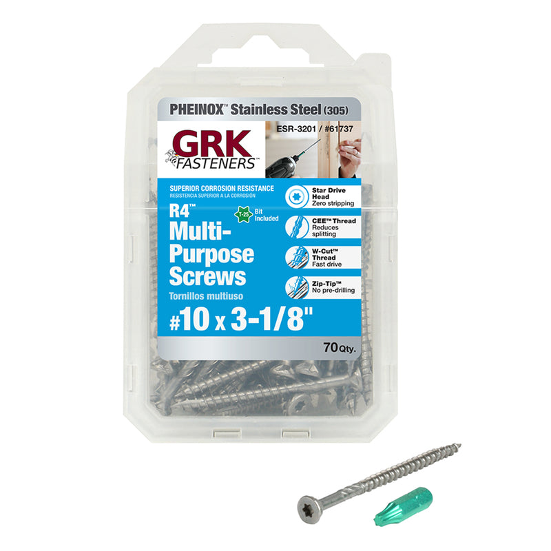 ITW - GRK Fasteners R4 No. 10 X 3-1/8 in. L Star Flat Head Multi-Purpose Screws 70 pk [61737]