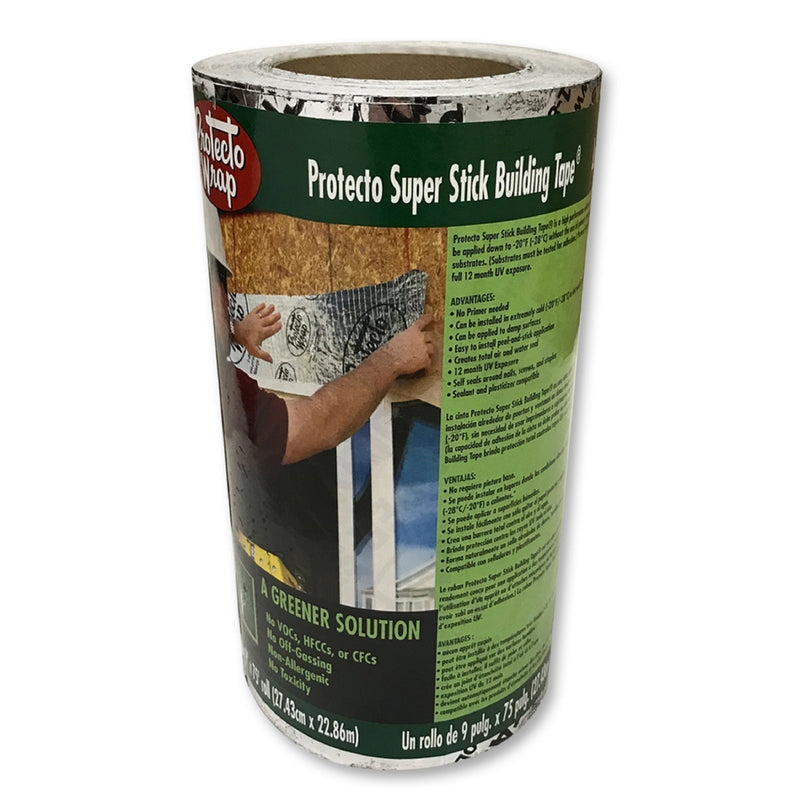 PROTECTO WRAP - Protecto Wrap Super Stick 9 in. W X 75 ft. L Synthetic Flashing Tape Silver - Case of 4