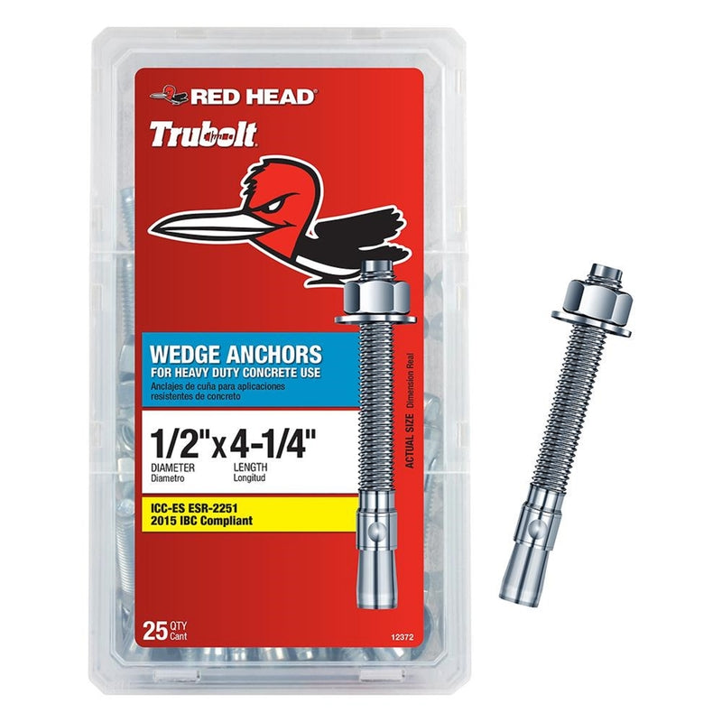 RED HEAD - Red Head Trubolt 1/2 in. D X 4-1/4 in. L Steel Hex Head Wedge Anchor 25 pk