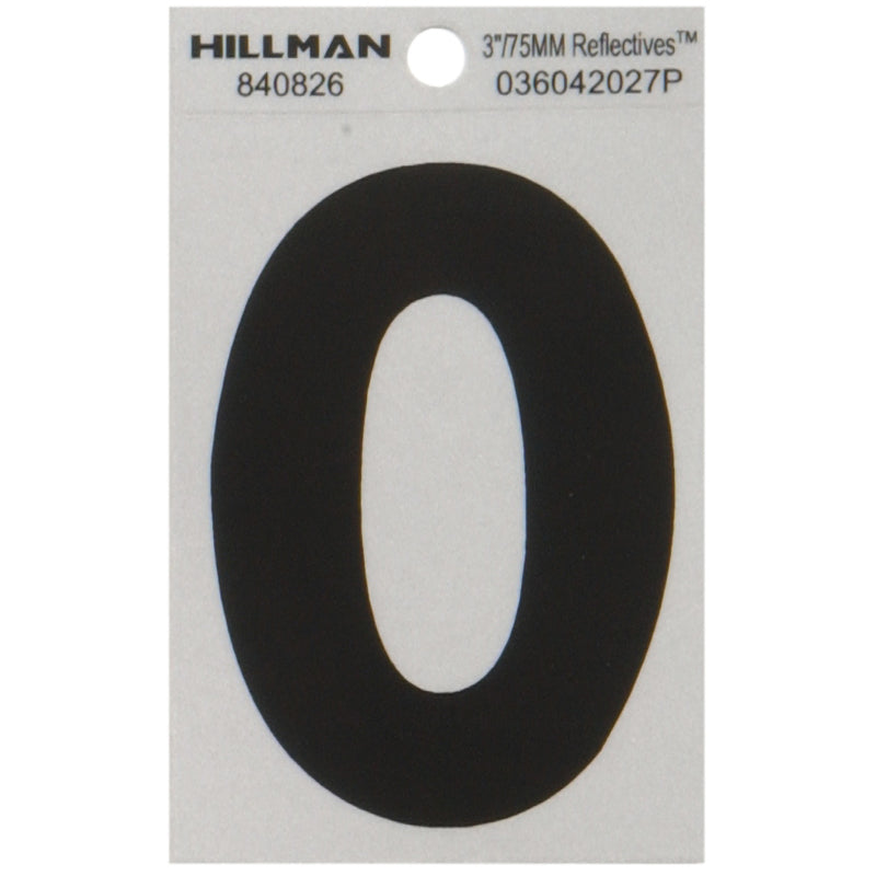 HILLMAN - Hillman 3 in. Reflective Black Vinyl Self-Adhesive Letter O 1 pc - Case of 6