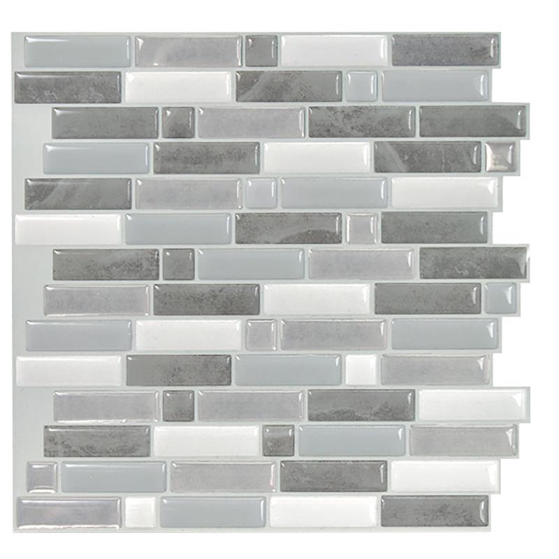 SMART TILES - Smart Tiles 9.36 in. W X 9.73 in. L Gray/White Mosaic Vinyl Adhesive Wall Tile 4 pc - Case of 6