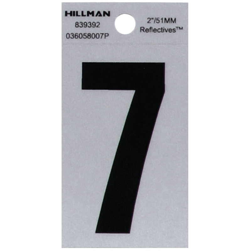 HILLMAN - Hillman 2 in. Reflective Black Vinyl Self-Adhesive Number 7 1 pc - Case of 6