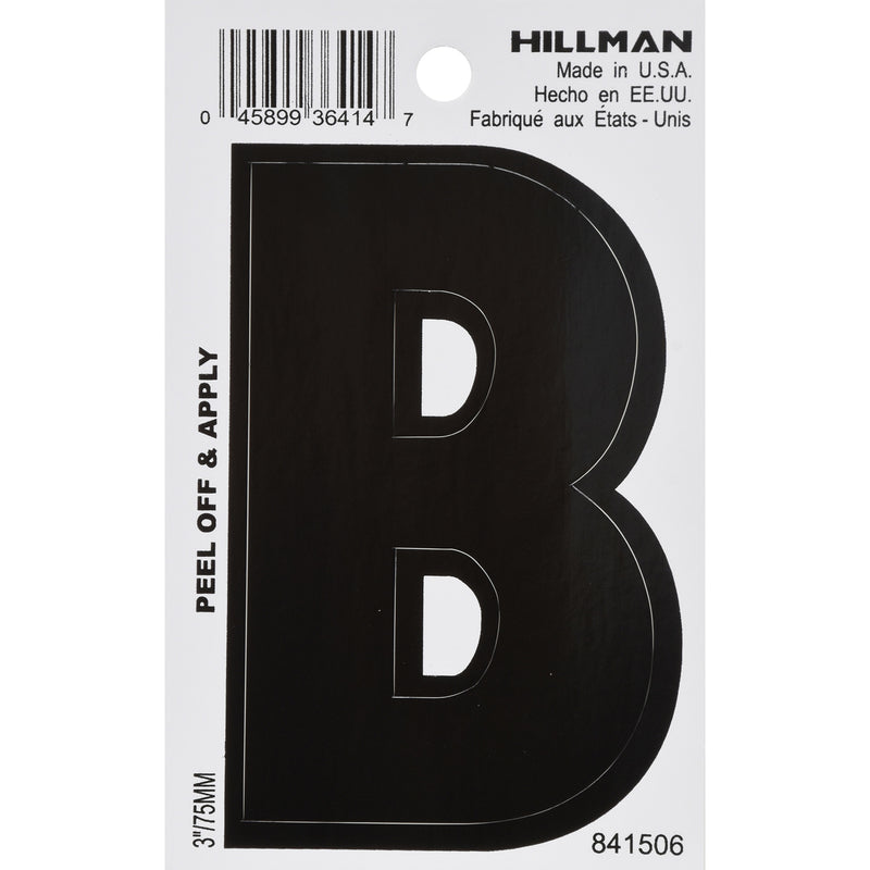 HILLMAN - Hillman 3 in. Black Vinyl Self-Adhesive Letter B 1 pc - Case of 6