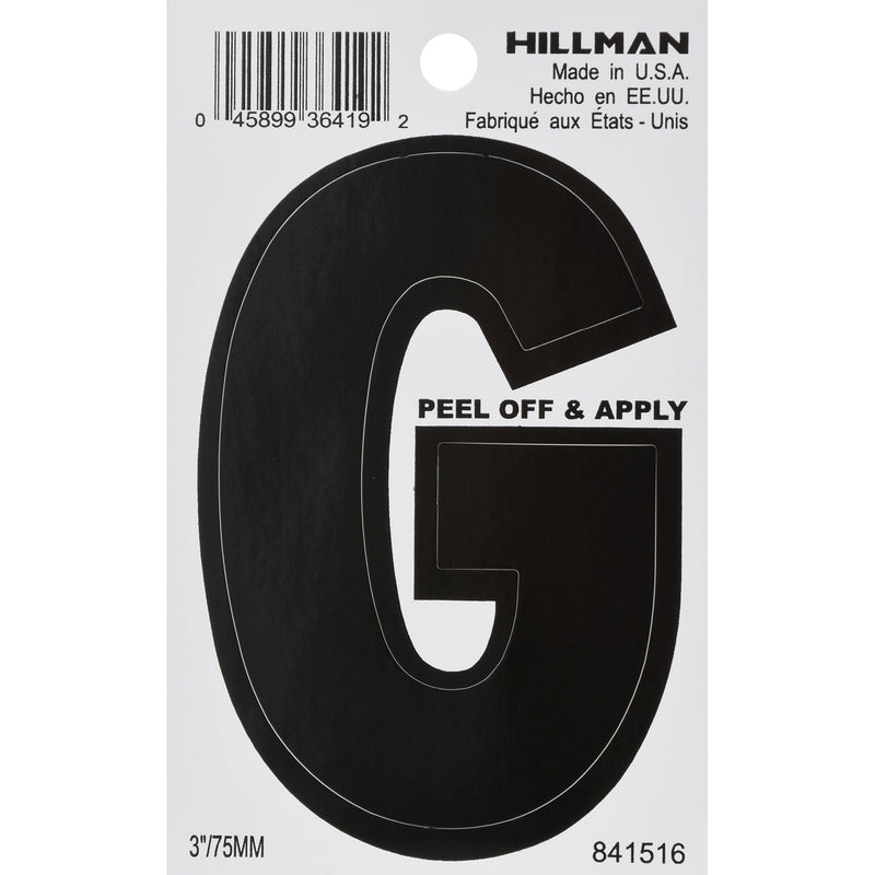 HILLMAN - Hillman 3 in. Black Vinyl Self-Adhesive Letter G 1 pc - Case of 6