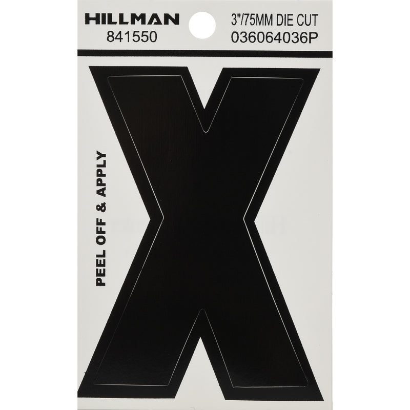 HILLMAN - Hillman 3 in. Black Vinyl Self-Adhesive Letter X 1 pc - Case of 6