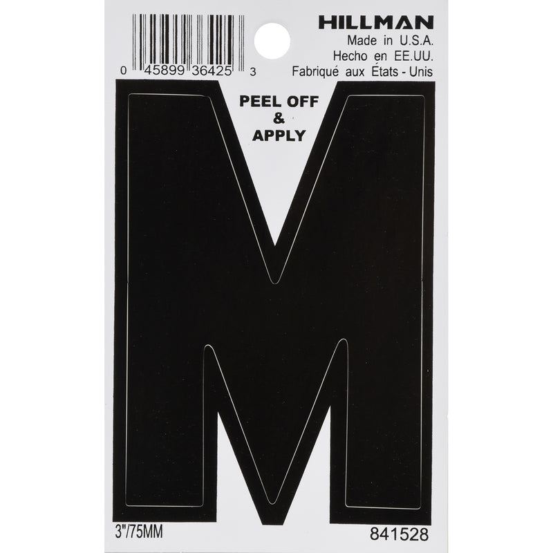 HILLMAN - Hillman 3 in. Black Vinyl Self-Adhesive Letter M 1 pc - Case of 6