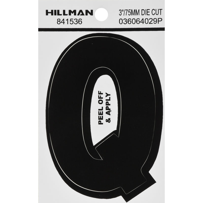 HILLMAN - Hillman 3 in. Black Vinyl Self-Adhesive Letter Q 1 pc - Case of 6