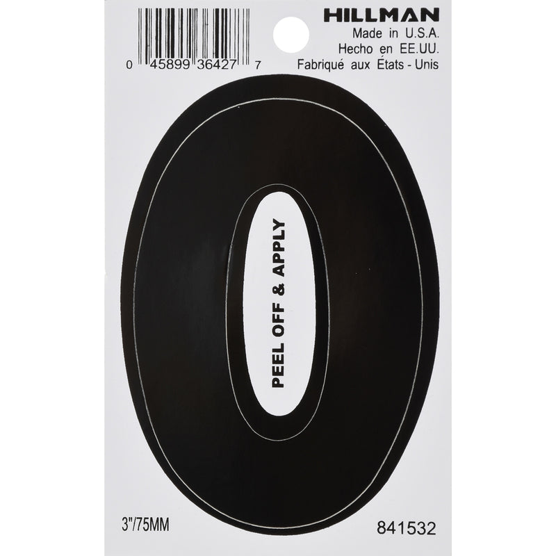 HILLMAN - Hillman 3 in. Black Vinyl Self-Adhesive Letter O 1 pc - Case of 6