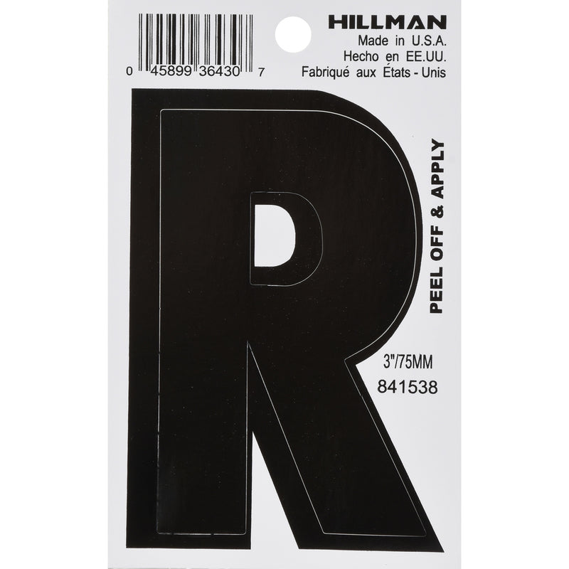 HILLMAN - Hillman 3 in. Black Vinyl Self-Adhesive Letter R 1 pc - Case of 6