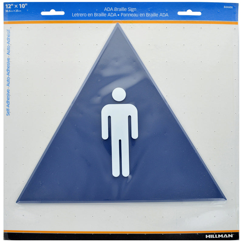 HILLMAN - HILLMAN English Blue Restroom Plaque 12 in. H X 10 in. W - Case of 6