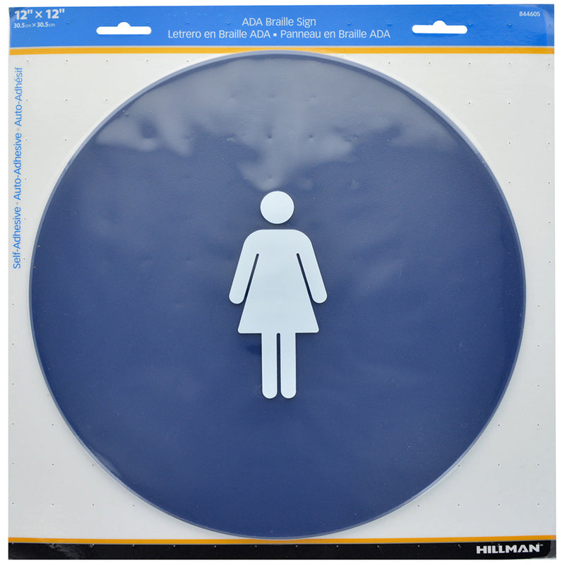 HILLMAN - HILLMAN English Blue Restroom Plaque 12 in. H X 12 in. W - Case of 6 [844605]