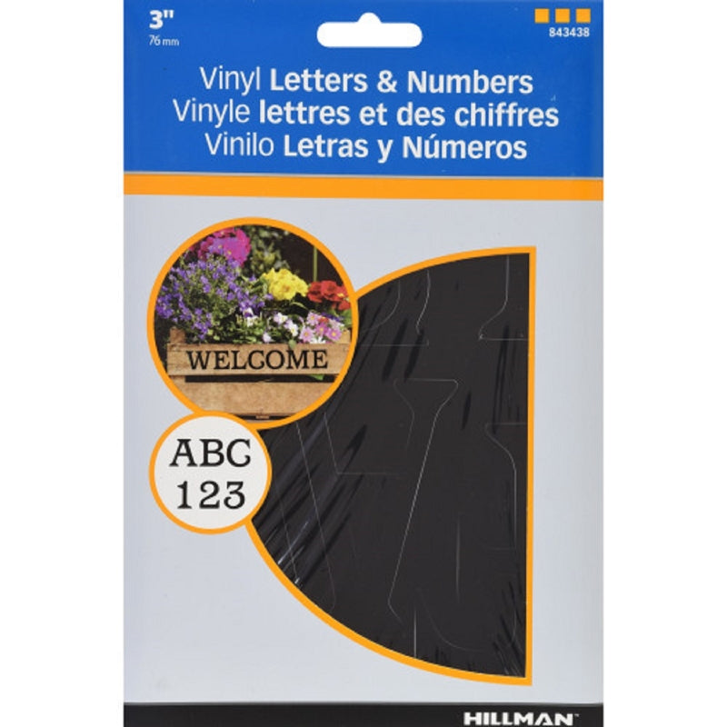 HILLMAN - Hillman 3 in. Black Vinyl Self-Adhesive Letter and Number Set 0-9, A-Z 91 pc - Case of 6