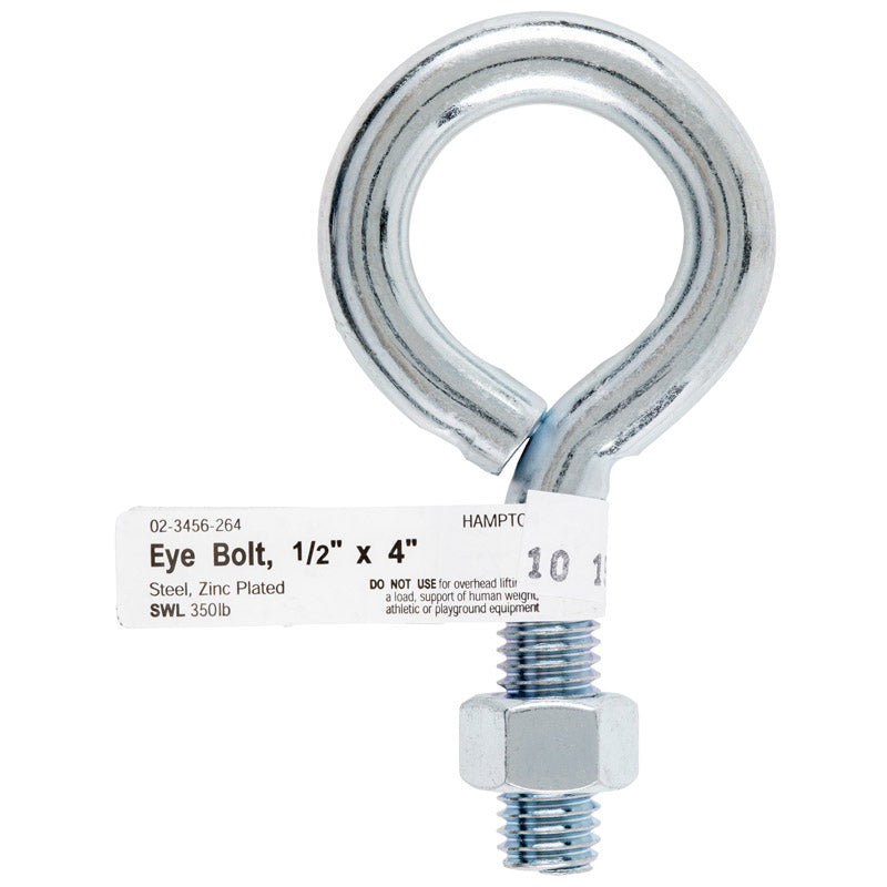 HAMPTON - Hampton 1/2 in. X 4 in. L Zinc-Plated Steel Eyebolt Nut Included - Case of 5