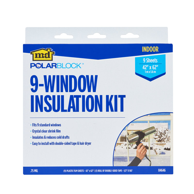 M-D BUILDING PRODUCTS - M-D Polar Block Clear 9-Window Indoor Insulation Kit 42 in. W X 62 in. L - Case of 6