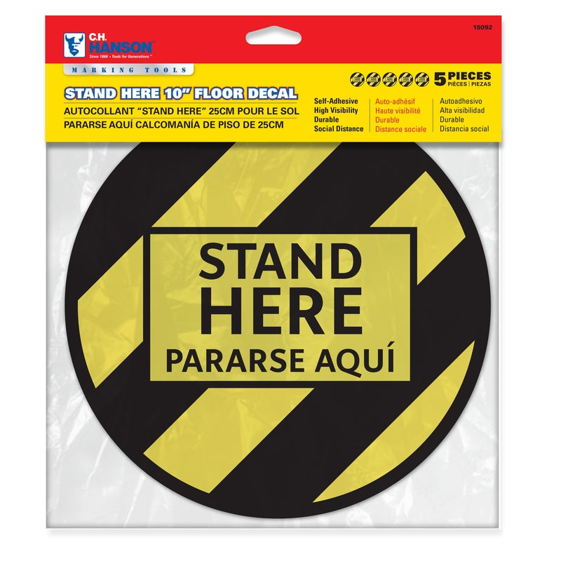 C.H. HANSON - C.H. Hanson CH Hanson Bilingual Yellow Social Distancing Decal 0.08 in. H X 10 in. W - Case of 12