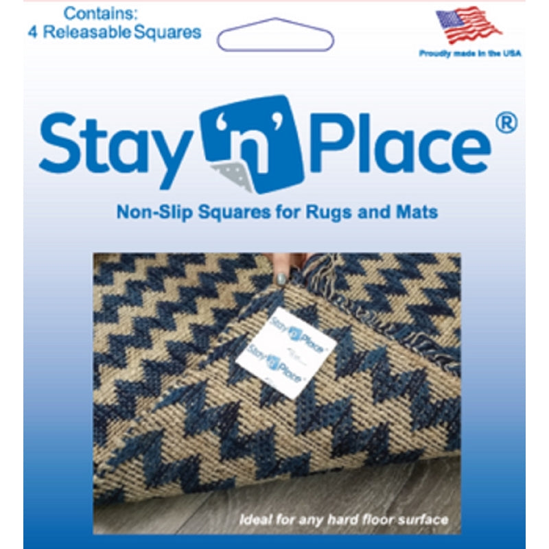 STAY 'N' PLACE - Stay 'n' Place Rug Slip Resistant Tabs 3 in. W X 3 in. L Cloth/Plastic Blue 4 pk