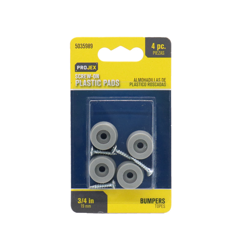 PROJEX - Projex Plastic Bumper Pad Gray Round 3/4 in. W 4 pk
