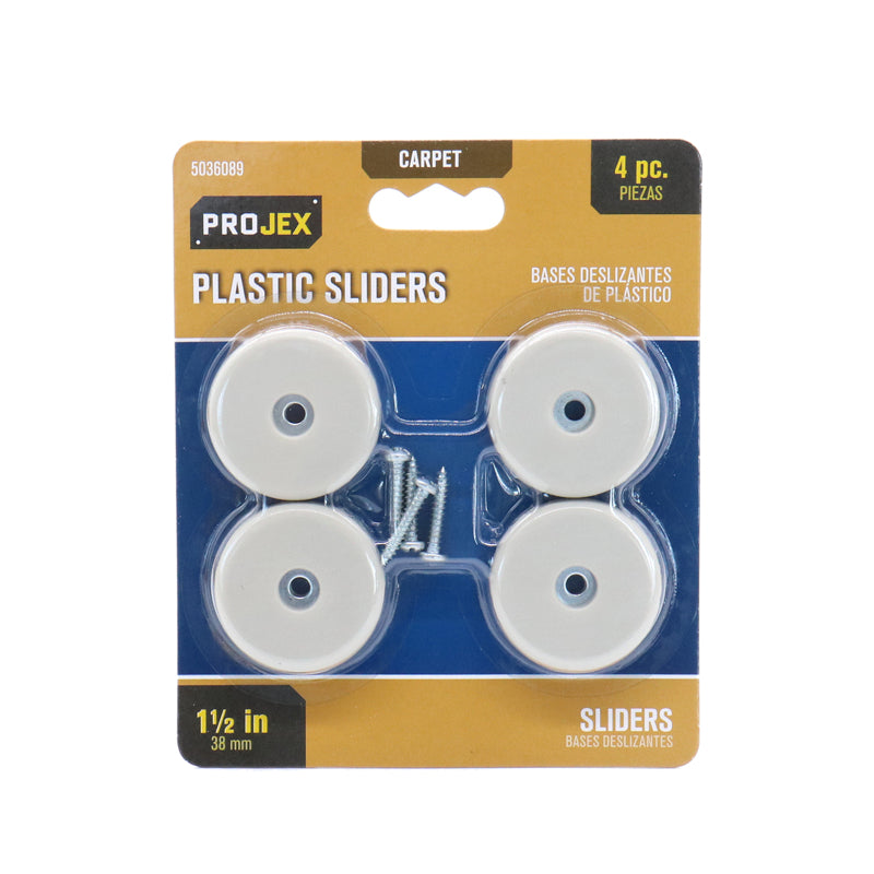 PROJEX - Projex White 1-1/2 in. Screw-On Plastic Chair Glide 4 pk