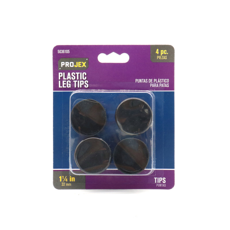 PROJEX - Projex Plastic Leg Tip Black Round 1-1/4 in. W 4 pk