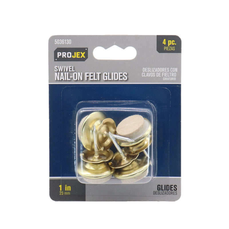 PROJEX - Projex White 1 in. Nail-On Felt Swivel Glide 8 pk