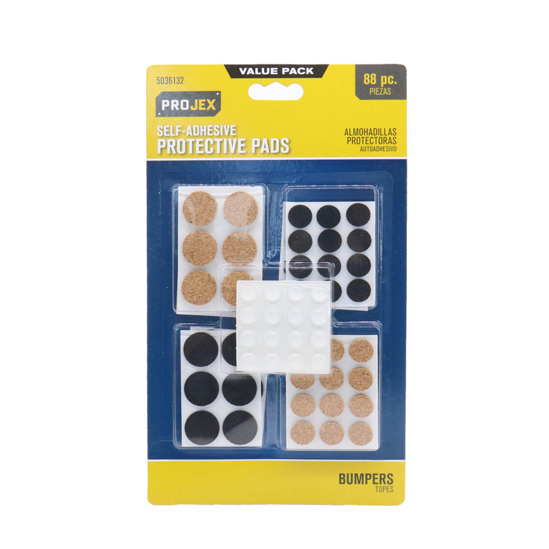 PROJEX - Projex Vinyl Self Adhesive Surface Pad Assorted Round 0 in. W 88 pk