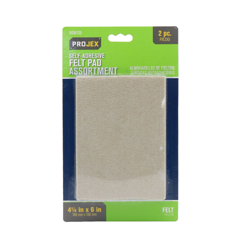 PROJEX - Projex Felt Self Adhesive Blanket Brown Rectangle 4-1/4 in. W X 6 in. L 2 pk [P0096]