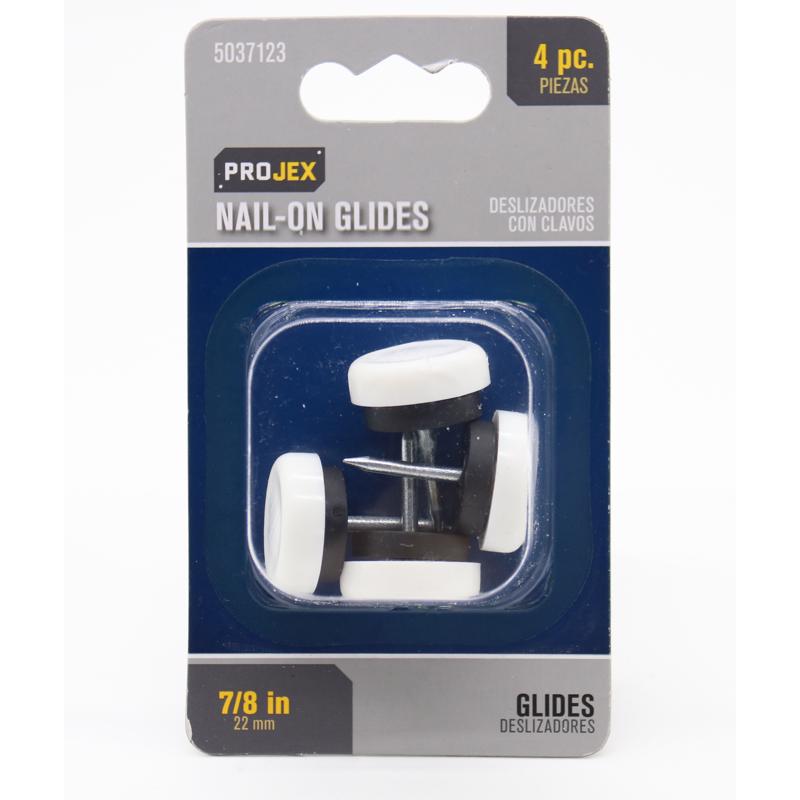 PROJEX - Projex White 7/8 in. Nail-On Nylon Chair Glide 4 pk [P0134]