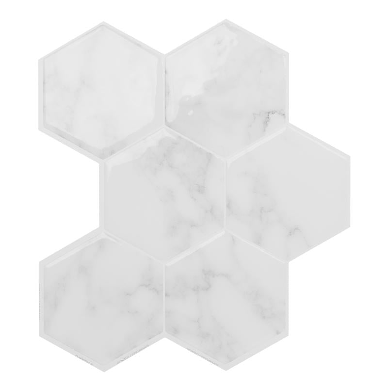 SMART TILES - Smart Tiles 9.56 in. W X 10.61 in. L White Glazed Vinyl Adhesive Wall Tile 4 pc - Case of 6