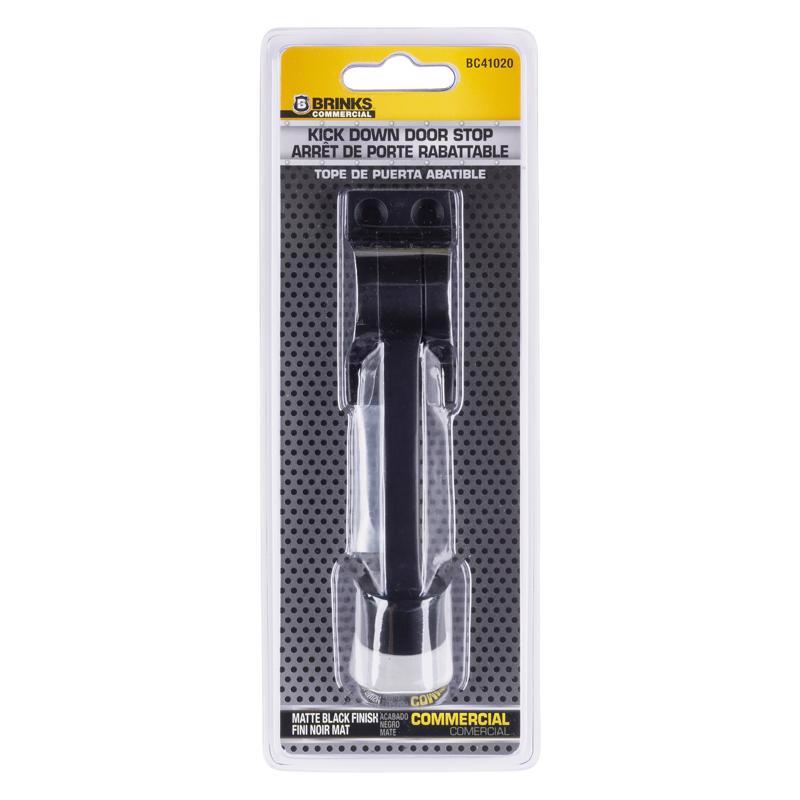 BRINKS COMMERCIAL - Brinks Commercial Steel Matte Brass/Black Kick-Down Door Holder Mounts to door 1 in.