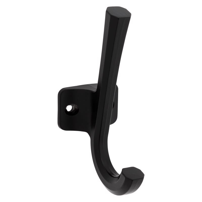 NATIONAL HARDWARE - National Hardware Powell Medium Matte Black Black Aluminum 4-15/16 in. L Angled Hook 60 lb 1 pk