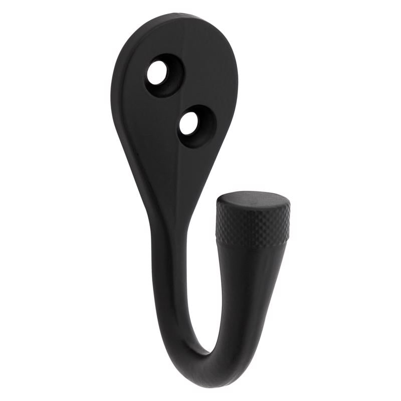 NATIONAL HARDWARE - National Hardware Powell Medium Matte Black Black Aluminum 2-5/8 in. L Knurled Hook 15 lb 1 pk