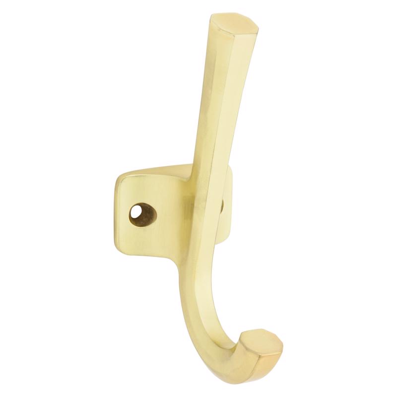 NATIONAL HARDWARE - National Hardware Powell Medium Brushed Gold Aluminum 4-15/16 in. L Angled Hook 60 lb 1 pk