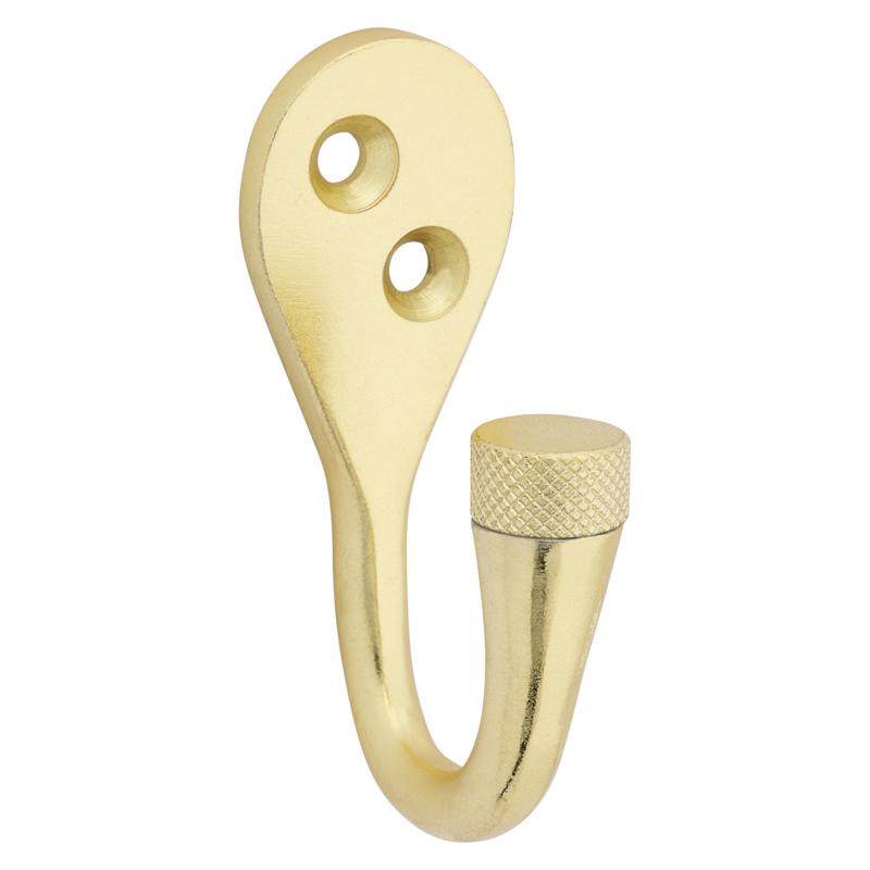 NATIONAL HARDWARE - National Hardware Powell Medium Brushed Gold Aluminum 2-5/8 in. L Knurled Hook 60 lb 1 pk
