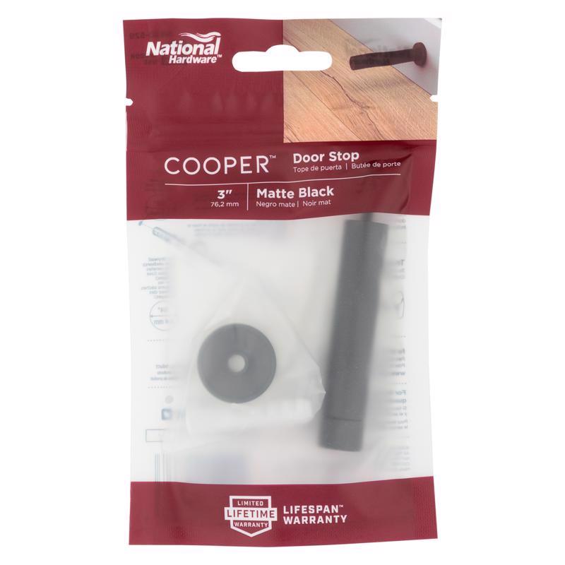 NATIONAL HARDWARE - National Hardware Cooper 1 in. W X 3 in. L Aluminum Matte Black Door Stop Mounts to door and wall