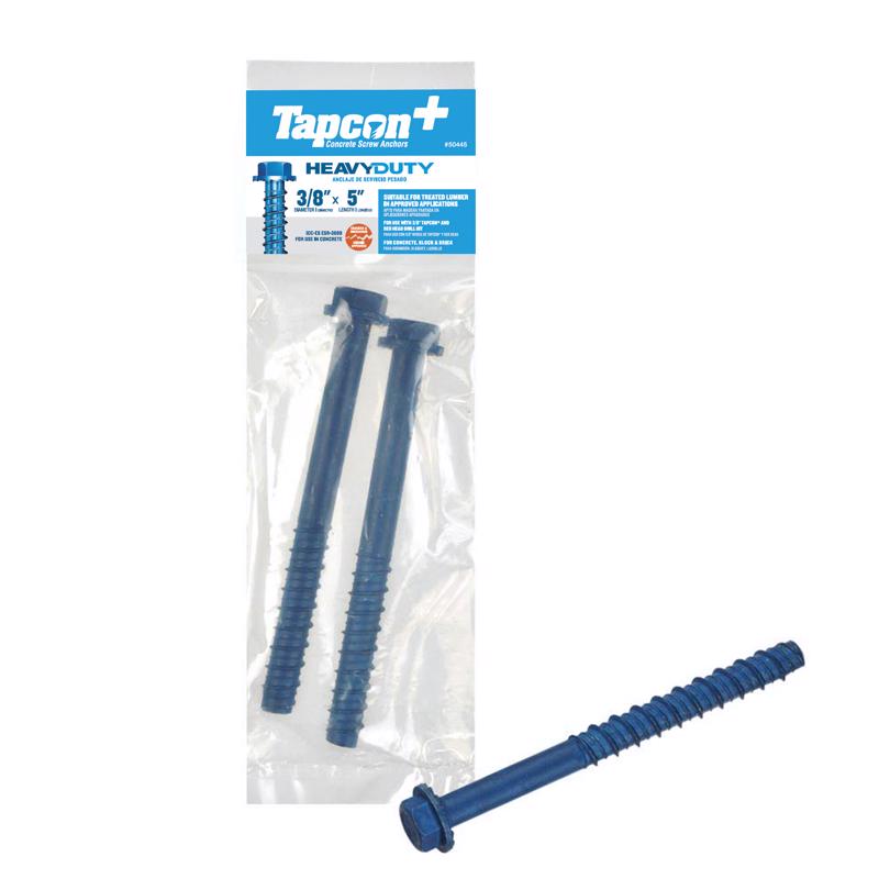 TAPCON + - Tapcon 3/8 in. X 5 in. L Hex Drive Hex Washer Head Concrete Screws 2 pk - Case of 8