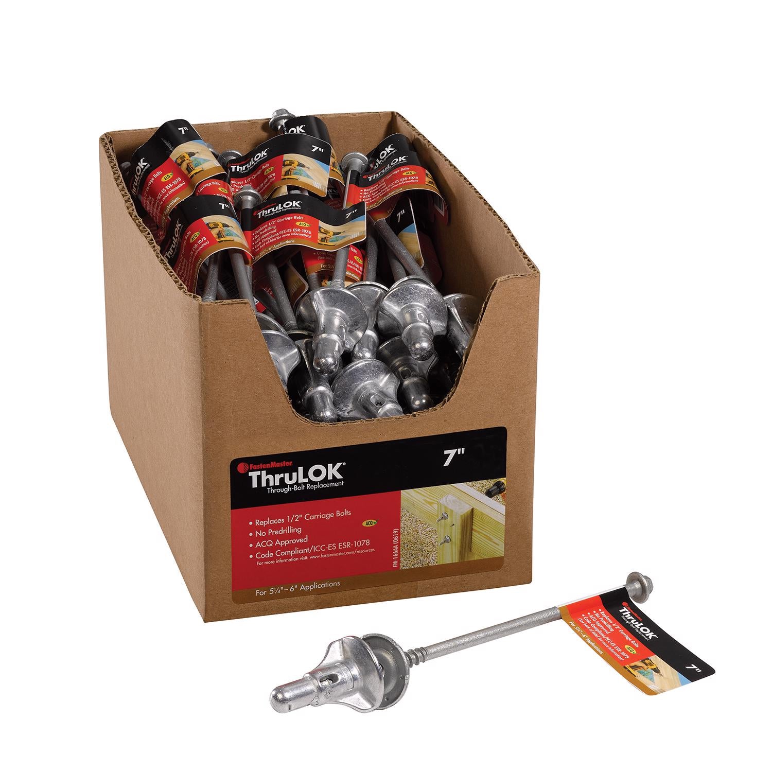 FastenMaster ThruLOK 1/2 in. X 7 in. L Hex Galvanized Steel Lag Screw 1 pk - Case of 30